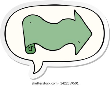 cartoon arrow with speech bubble sticker
