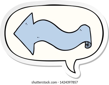 cartoon arrow with speech bubble sticker