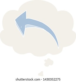 cartoon arrow with thought bubble in retro style