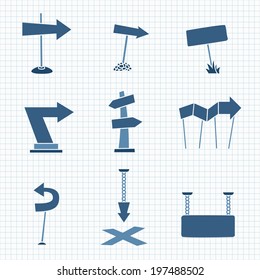 Cartoon Arrows on squared paper
