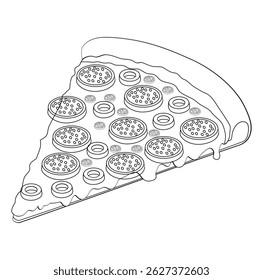 Cartoon Art Digital Pizza Slice Vectors Illustration 