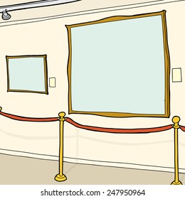 Cartoon Art Gallery With Two Blank Picture Frames