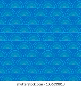 Cartoon Art Sea Waves Vector Pattern Background