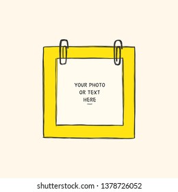 Cartoon Art Style. Decorative comic vector template frame. This photo frame you can use for kids picture, funny photos, card and memories. Scrapbook design concept. Insert your picture or text.