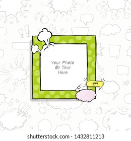 Cartoon Art Styles. Decorative comic vector template frames. Those photo frames you can use for kids picture, funny photos, card and memories. Scrapbook design concept. Insert your picture.