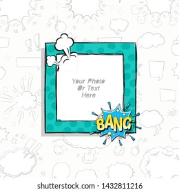 Cartoon Art Styles. Decorative comic vector template frames. Those photo frames you can use for kids picture, funny photos, card and memories. Scrapbook design concept. Insert your picture.