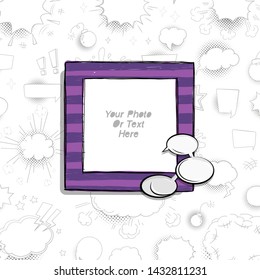 Cartoon Art Styles. Decorative comic vector template frames. Those photo frames you can use for kids picture, funny photos, card and memories. Scrapbook design concept. Insert your picture.