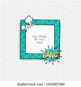 Cartoon Art Styles. Decorative comic vector template frames. Those photo frames you can use for kids picture, funny photos, card and memories. Scrapbook design concept. Insert your picture.
