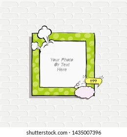 Cartoon Art Styles. Decorative comic vector template frames. Those photo frames you can use for kids picture, funny photos, card and memories. Scrapbook design concept. Insert your picture.