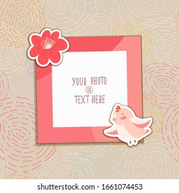 Cartoon Art Styles. Decorative vector template frames. This photo frame you can use for kids picture, funny photos, card and memories. Scrapbook design concept. Insert your picture.