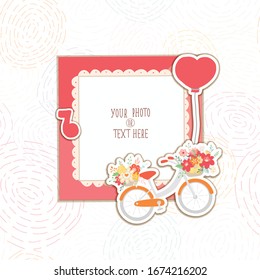 Cartoon Art Styles. Decorative vector template frame. This photo frame you can use for kids picture, funny photos, card and memories. Scrapbook design concept. Insert your picture.
