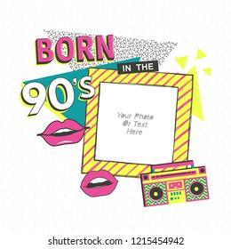 Cartoon Art Styles. Template frames back to 90 vector illustration. Those photo frames you can use for kids picture, funny photos, card and memories. Scrapbook design concept. Insert your picture.