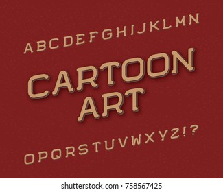 Cartoon Art typeface. Retro font. Isolated english alphabet.