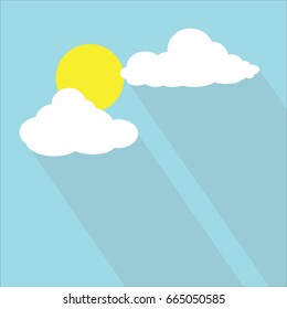 Cartoon art vector word about sun and clouds.