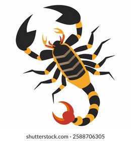 Cartoon arthropod scorpion illustration. Colorful poisonous animal on white background Pro Vector. Suitable for children's books on biology, sticker, mascot,logo.