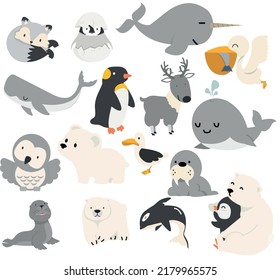 Cartoon  Artic north animals collection