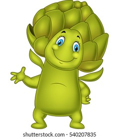 Cartoon artichoke waving hand