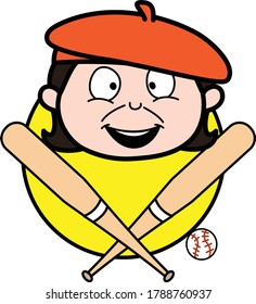 Cartoon Artist Baseball Mascot Vector Illustration