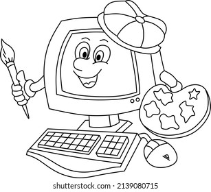 cartoon artist computer vector image.