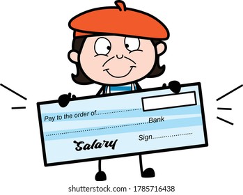 Cartoon Artist holding paycheck Illustration