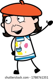 Cartoon Artist saying Hello Vector Illustration