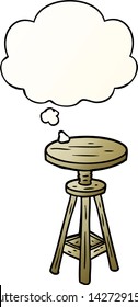 cartoon artist stool with thought bubble in smooth gradient style
