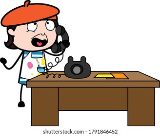 Cartoon Artist talking on phone Character Design Illustration