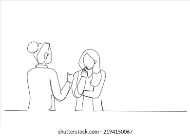 Cartoon asian businesswomen  Single continuous line art style

