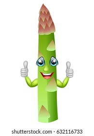 Cartoon asparagus giving thumbs up. Vector illustration