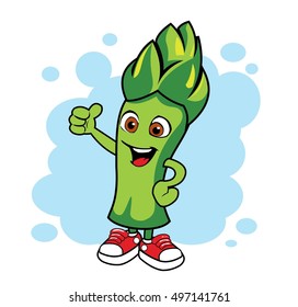 Cartoon Asparagus. Vector Mascot.