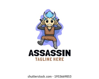 Cartoon Assassin logo design illustration