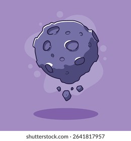 Cartoon Asteroid Floating in Space
