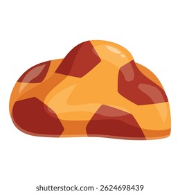 Cartoon asteroid looking like a soccer ball floats in space