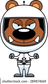 A cartoon astronaut bear looking angry.