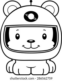 A cartoon astronaut bear smiling.