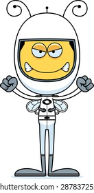 A cartoon astronaut bee looking angry.