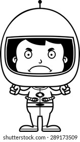 A cartoon astronaut boy looking angry.