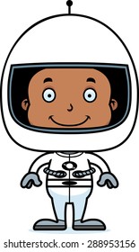 A cartoon astronaut boy smiling.