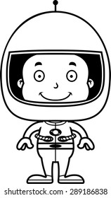 A cartoon astronaut boy smiling.