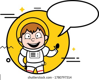Cartoon Astronaut with Chat Bubble