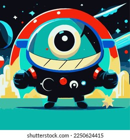 Cartoon astronaut color monsters aliens. vector illustration