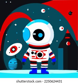 Cartoon astronaut color monsters aliens. vector illustration