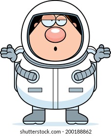 A cartoon astronaut with a confused expression.