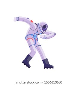 Cartoon astronaut. Dancing party cosmonaut, modern disco spaceman, comic space dancer. Vector comics astronaut illustration in different poses 