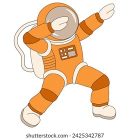 Cartoon astronaut dancing in space. Vector illustration.