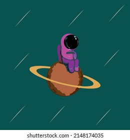 Cartoon Astronaut Decorative Icon. Vector illustration 