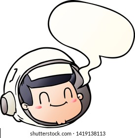 cartoon astronaut face with speech bubble in smooth gradient style