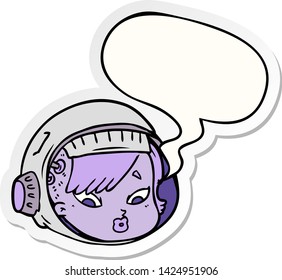cartoon astronaut face with speech bubble sticker