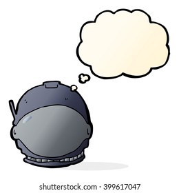 cartoon astronaut face with thought bubble