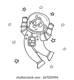 Cartoon astronaut floating. Vector illustration in doodle style. 